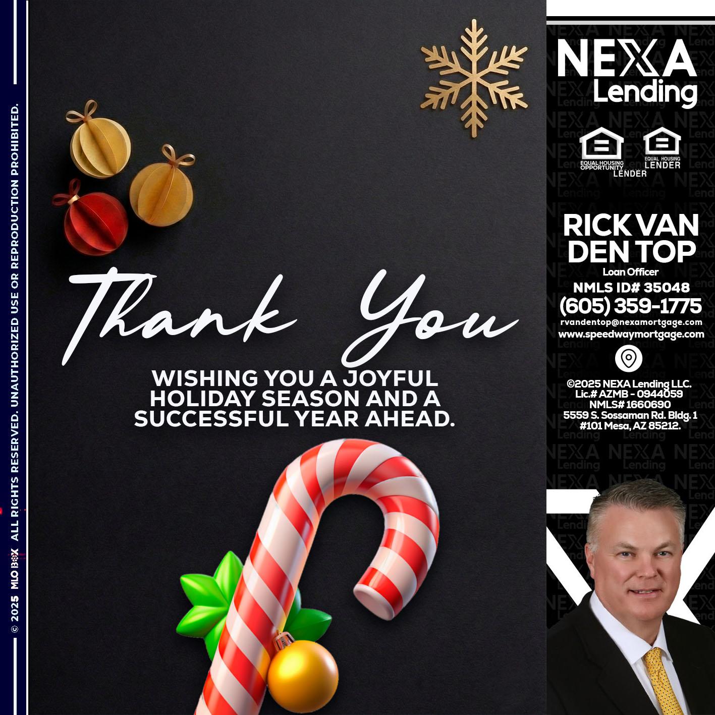 THANK YOU - Rick Van Den Top -Loan Officer