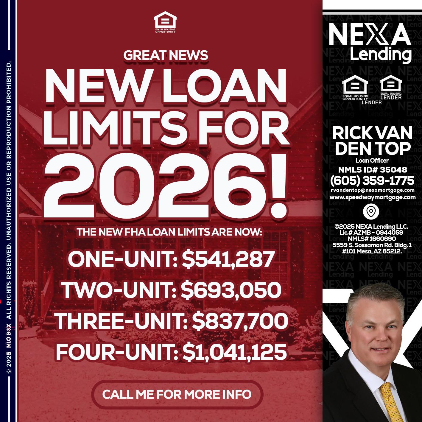 loan limits - Rick Van Den Top -Loan Officer