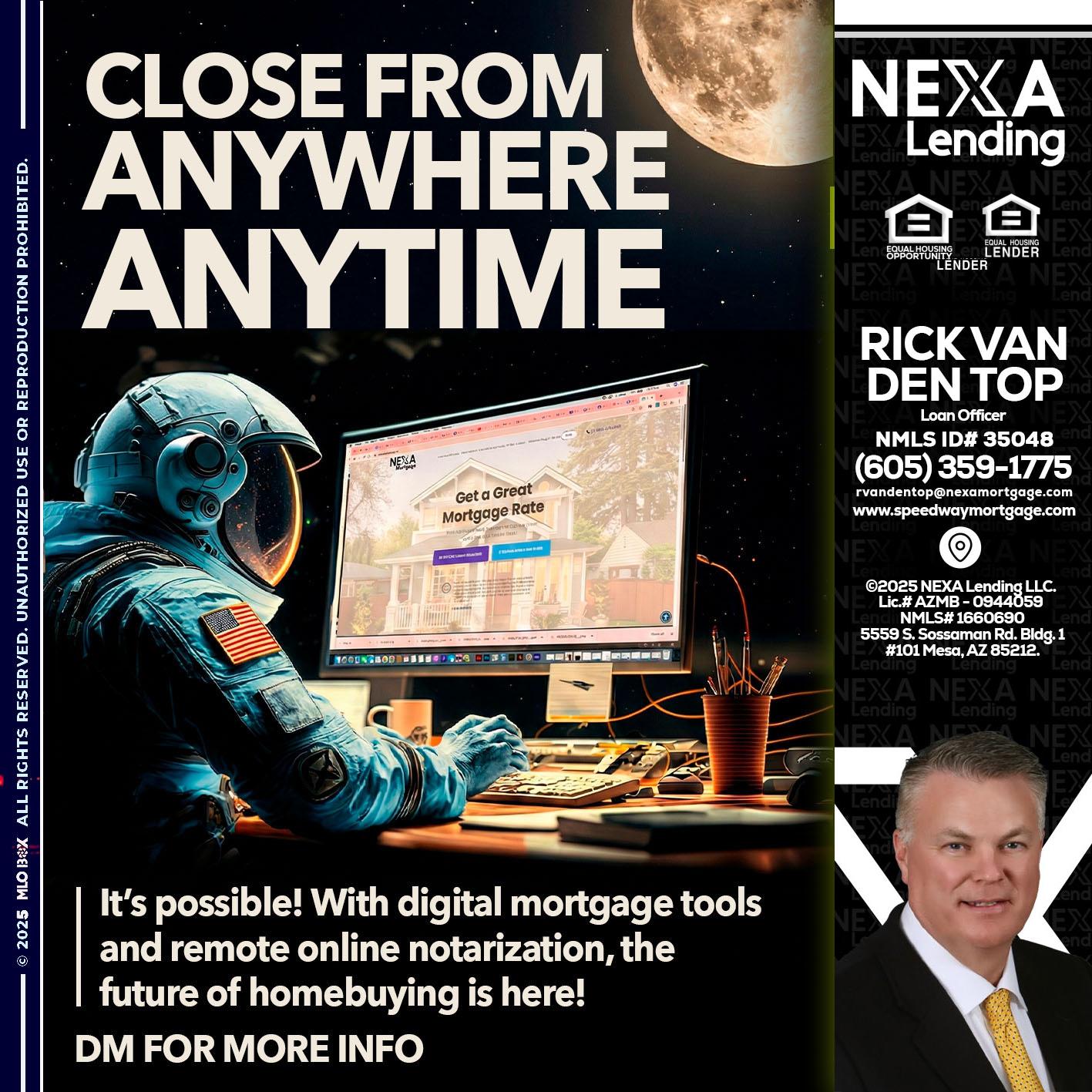 close from - Rick Van Den Top -Loan Officer
