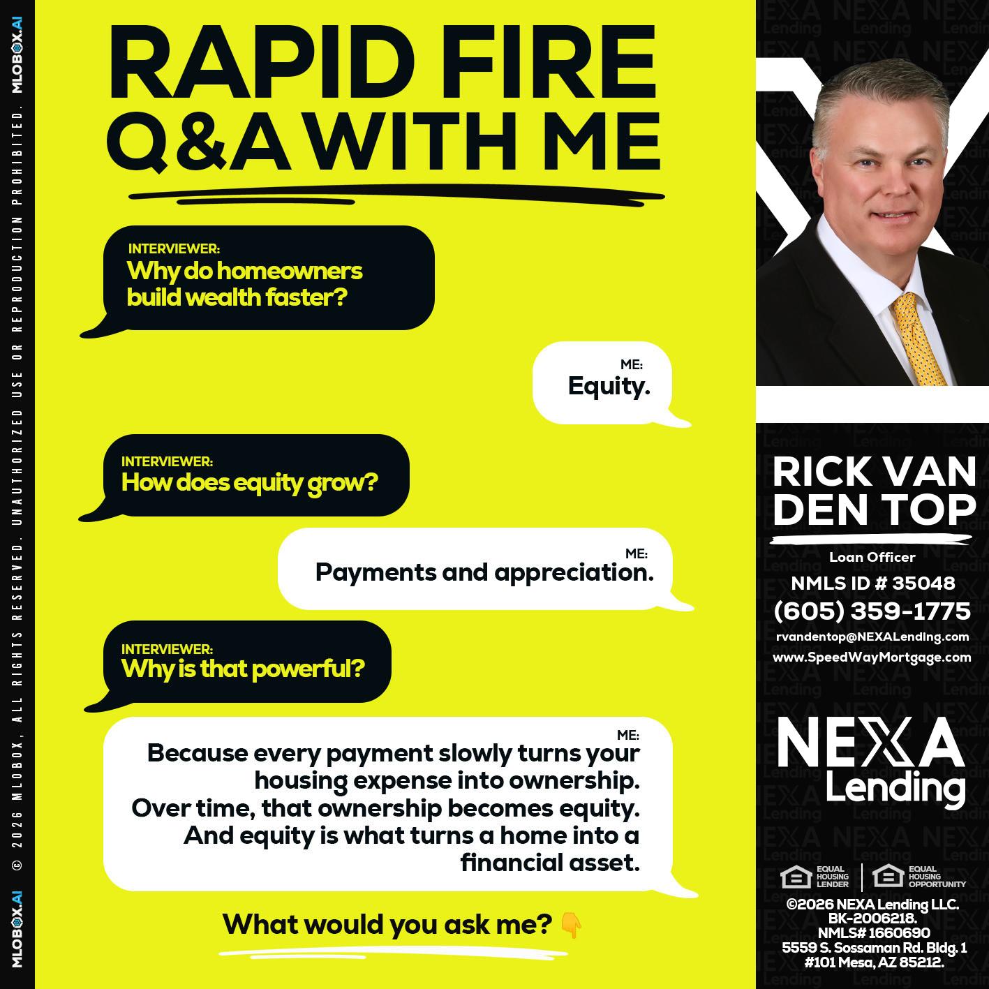 RAPID FIRE Q&A - Rick Van Den Top -Loan Officer