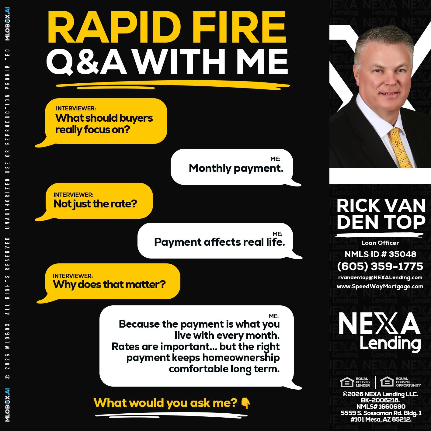 RAPID FIRE Q&A - Rick Van Den Top -Loan Officer
