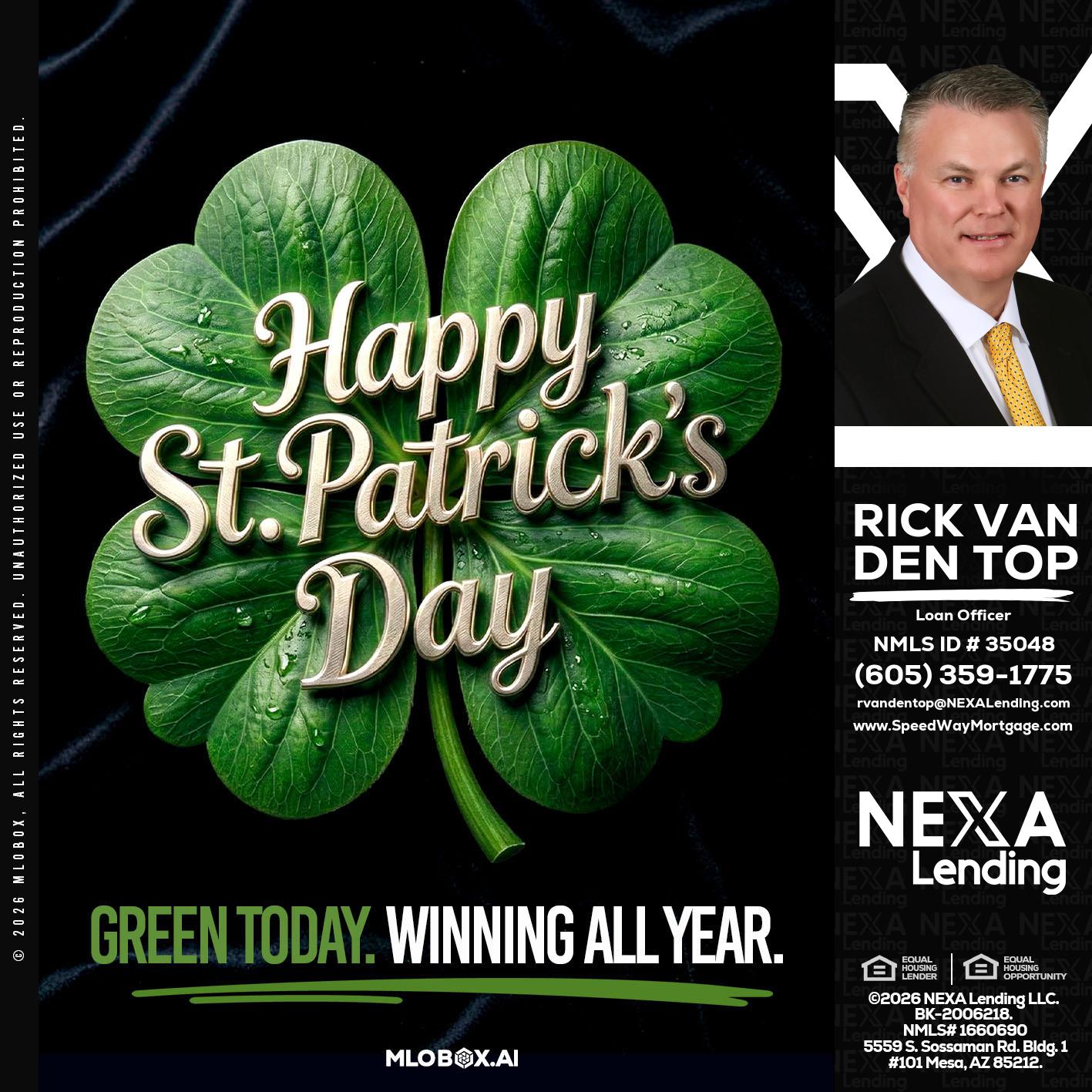 happy st. Patricks day - Rick Van Den Top -Loan Officer