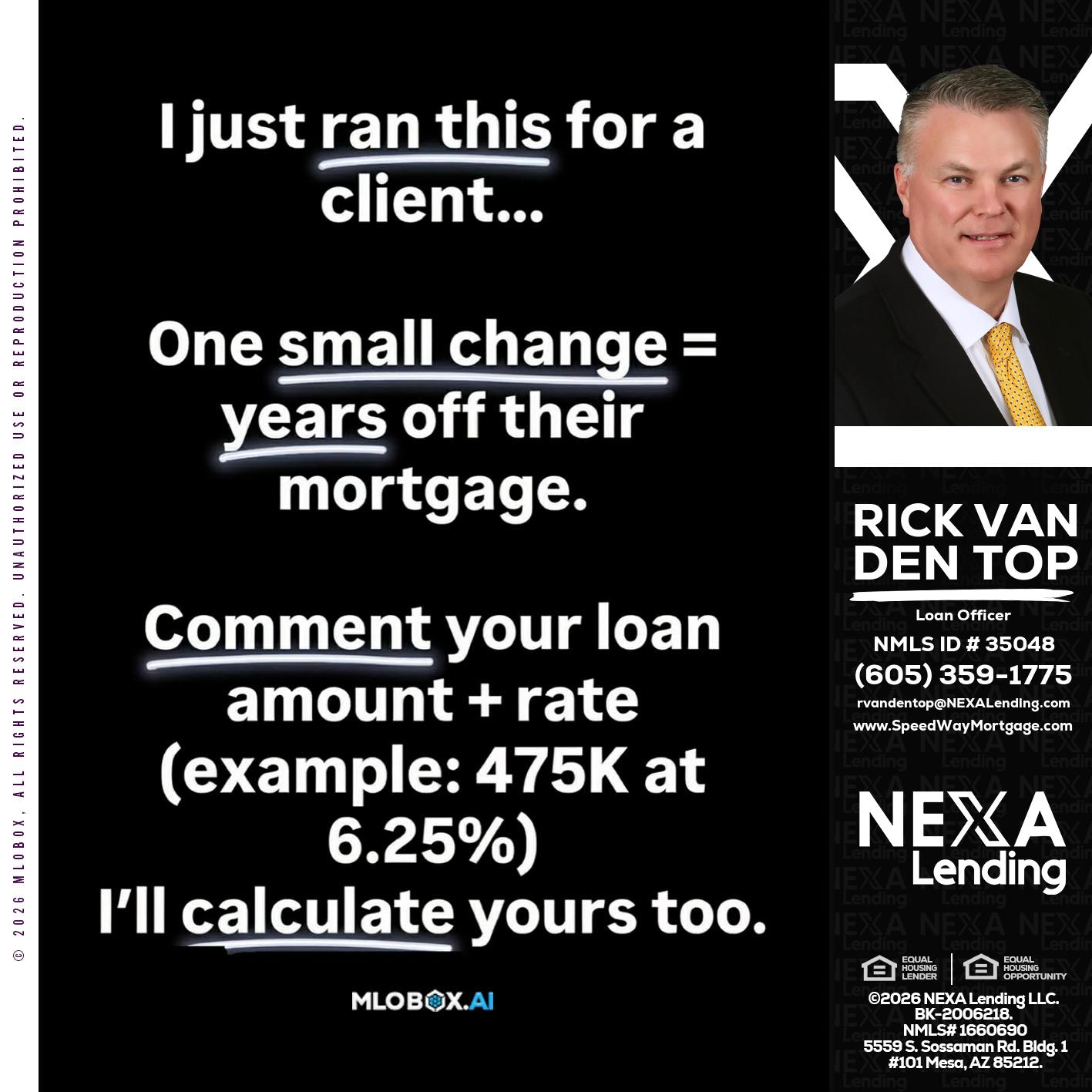 I JUST RAN - Rick Van Den Top -Loan Officer