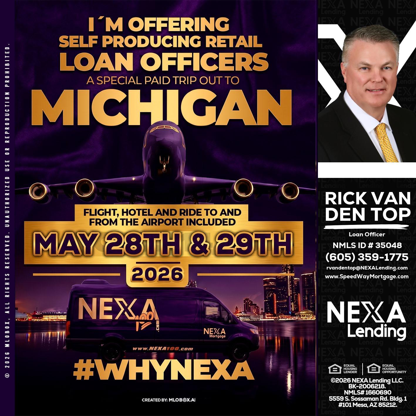 MICHIGAN - Rick Van Den Top -Loan Officer
