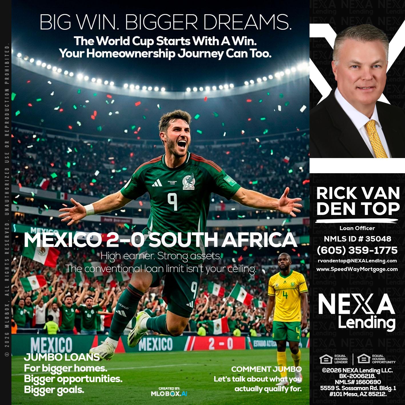 MEXICO 2-0 SOUTH AFRICA - Rick Van Den Top -Loan Officer