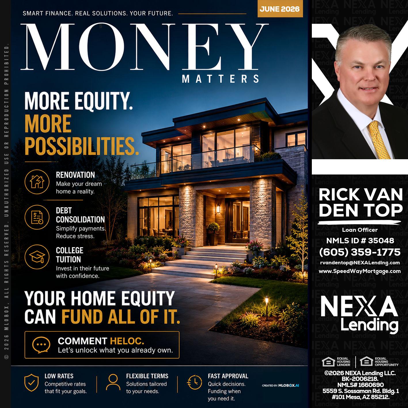 MONEY MATTERS - Rick Van Den Top -Loan Officer