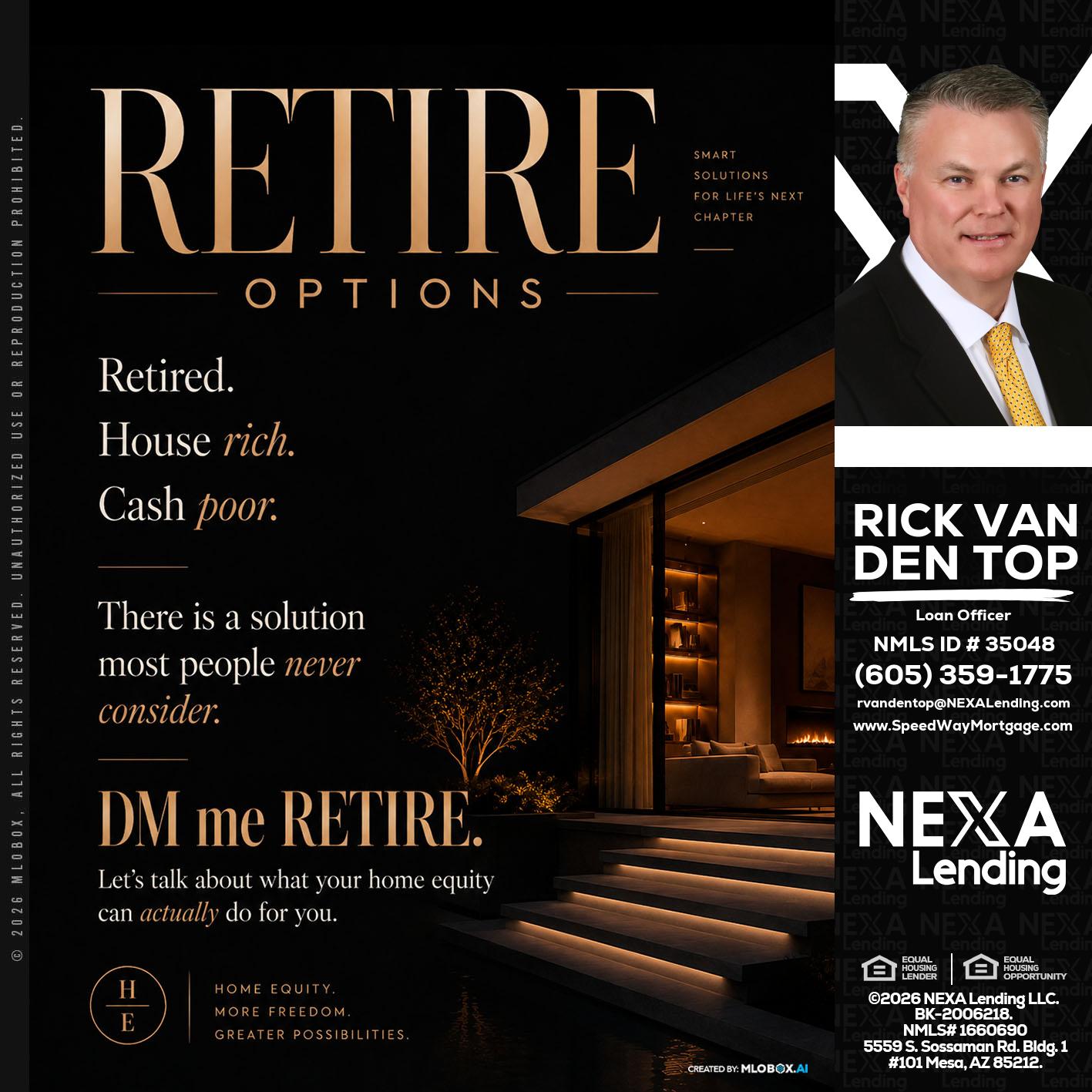 RETIRE LOANS - Rick Van Den Top -Loan Officer