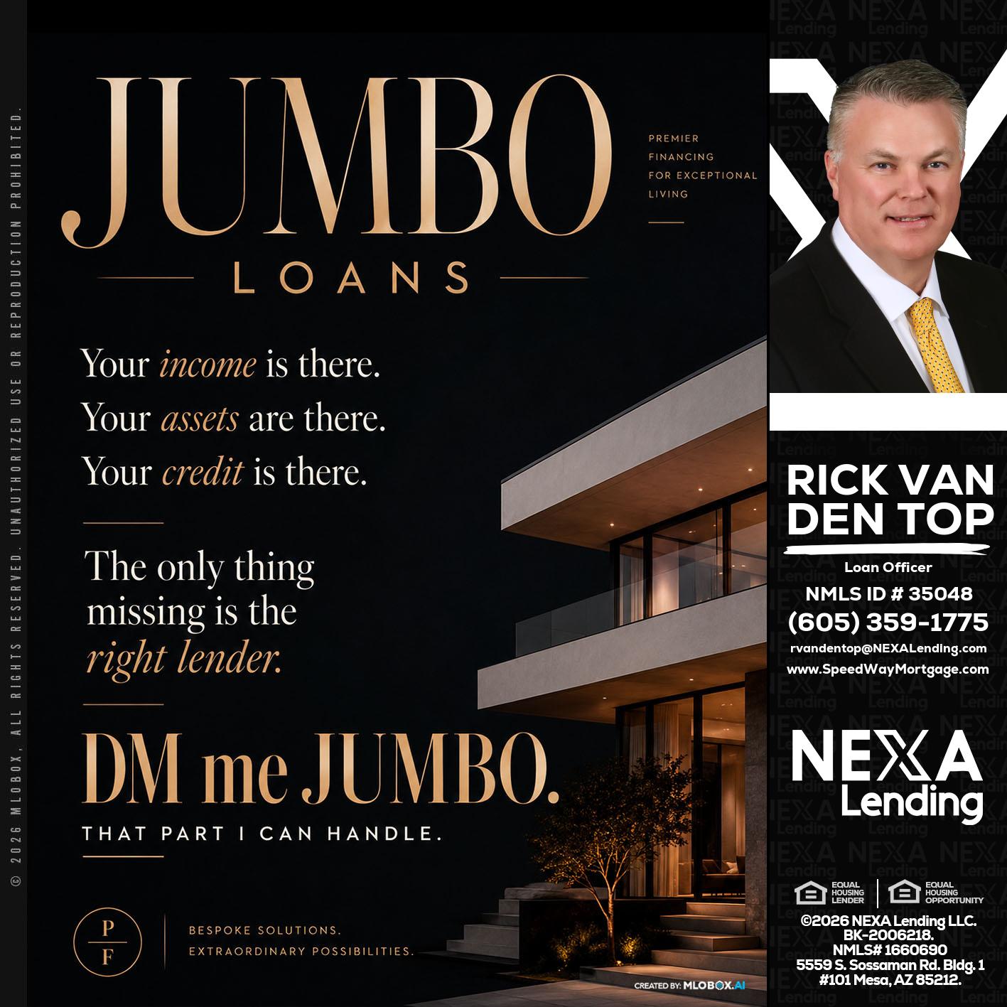 JUMBO LOANS - Rick Van Den Top -Loan Officer