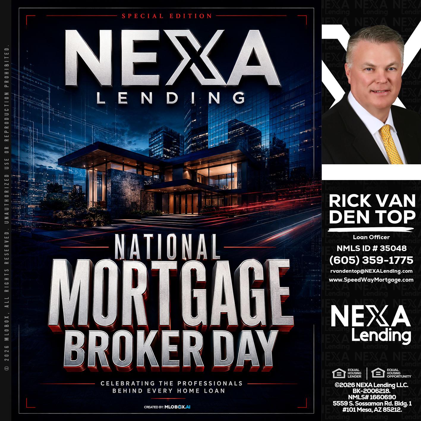NATIONAL MORTGAGE BROKER DAY - Rick Van Den Top -Loan Officer