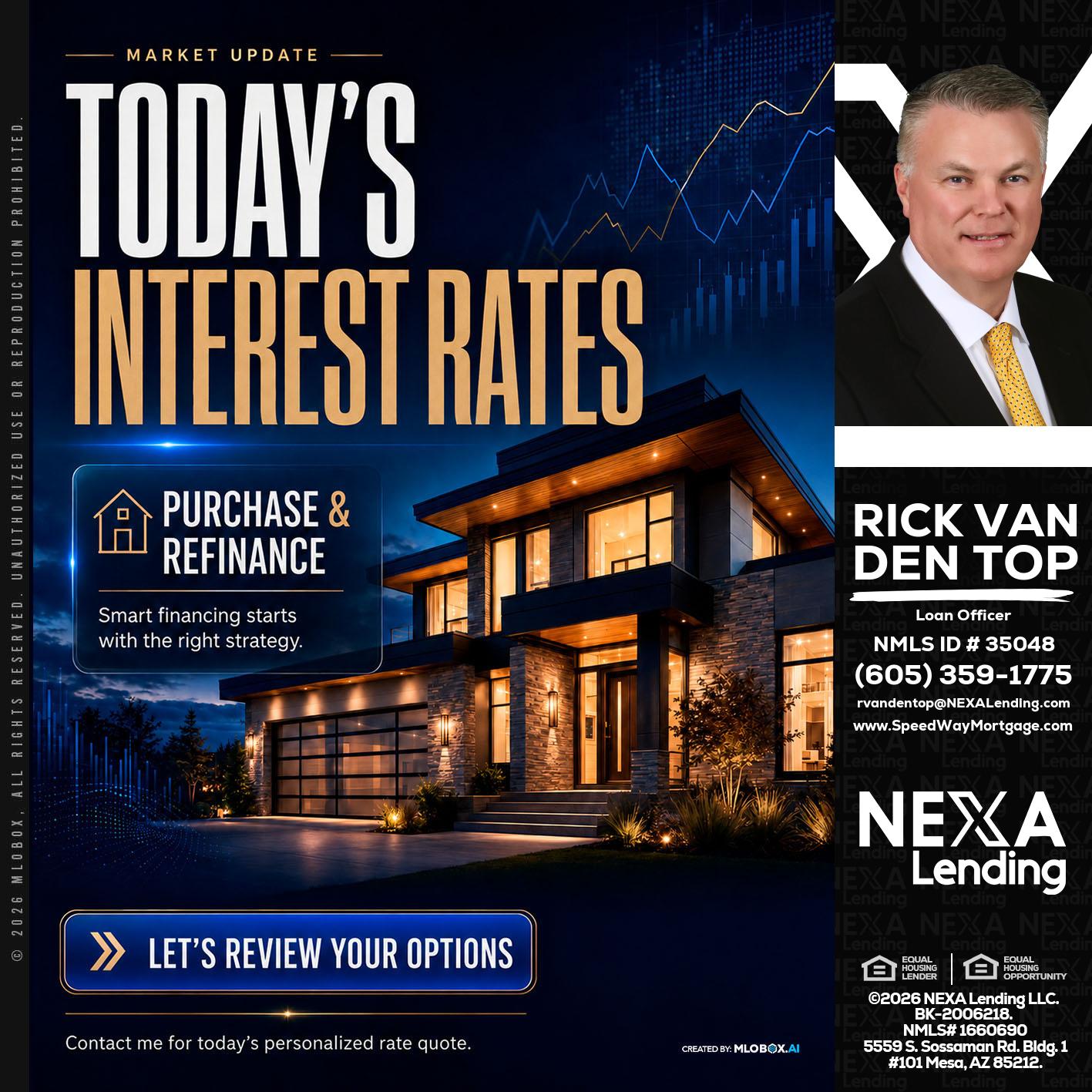TODAYS RATES - Rick Van Den Top -Loan Officer
