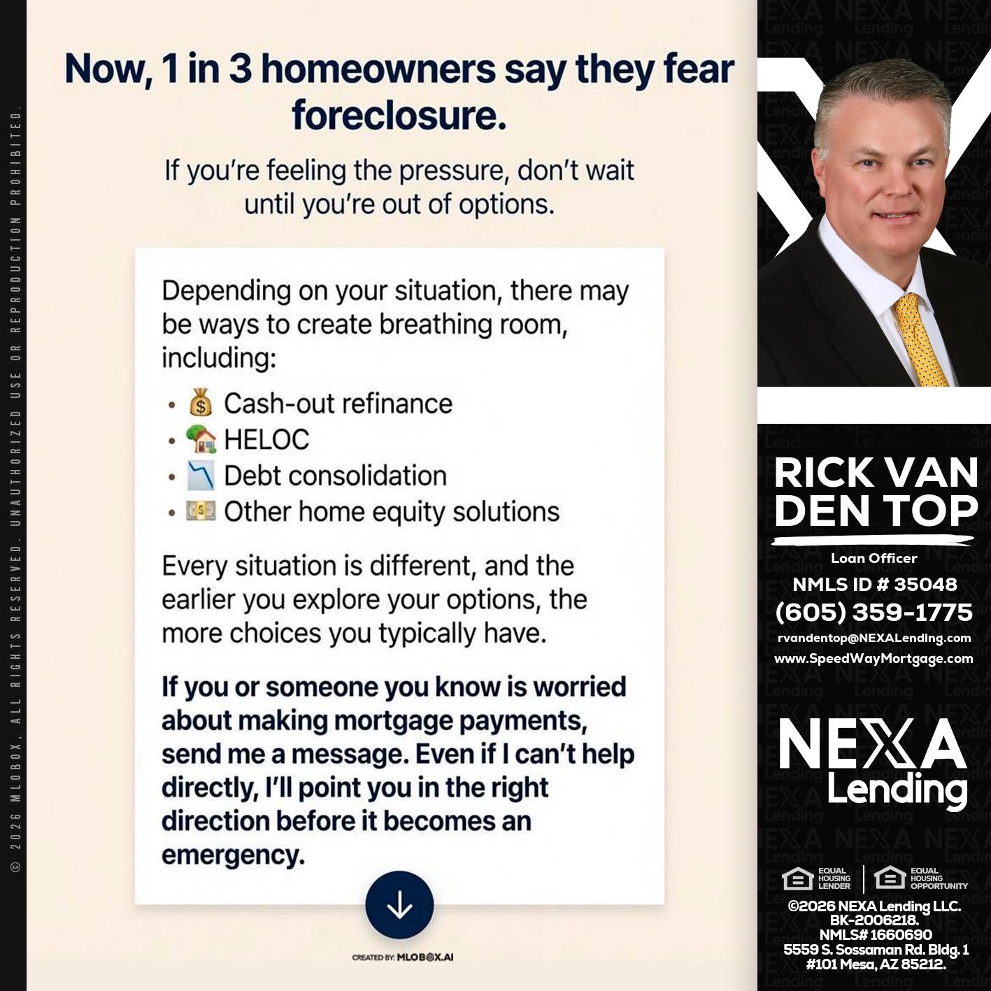 NOW, 1 IN 3 - Rick Van Den Top -Loan Officer